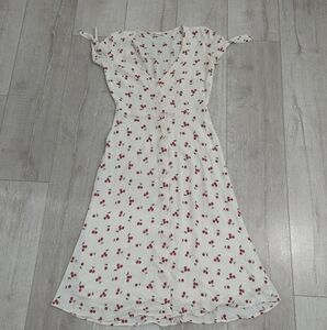 Reformation Cherry Print White Dress
